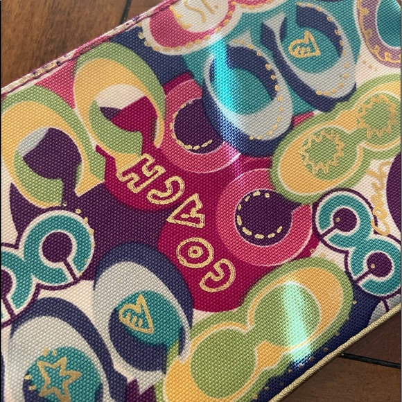 Coach Multicolor and Gold Metallic Wristlet - Picture 2 of 8